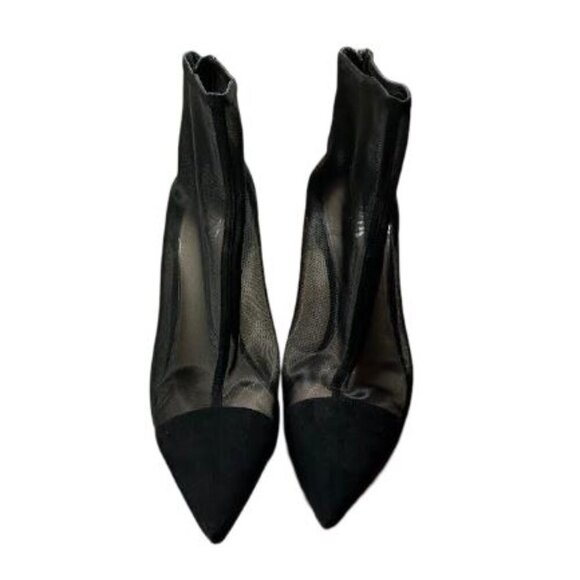 Zara Black Mesh Stiletto Heel Pointed Toe Ankle Boots Size 40 Euro/9.5 US EUC - Picture 2 of 14